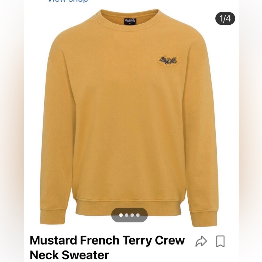 Von Dutch Mustard French Terry Crew Neck